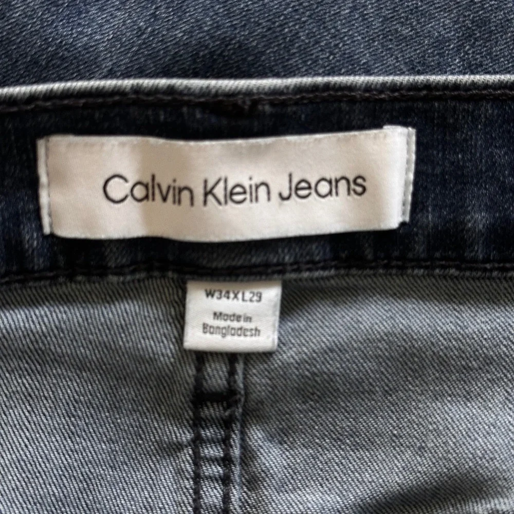 Calvin Klein Jeans Mens 34x29 Slim Straight Fit Dark Wash Stretch Denim Blue